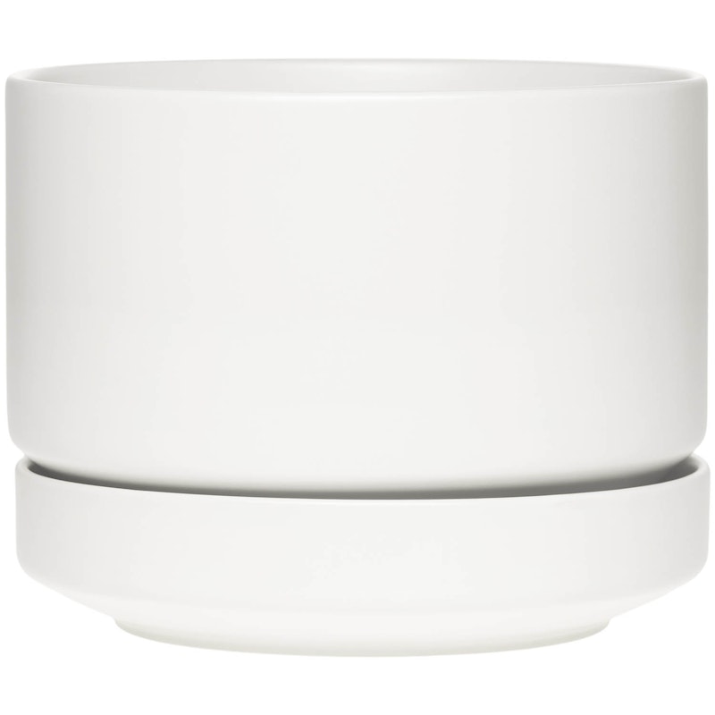 Krukke Med Tallerken H15 cm, Matthvit