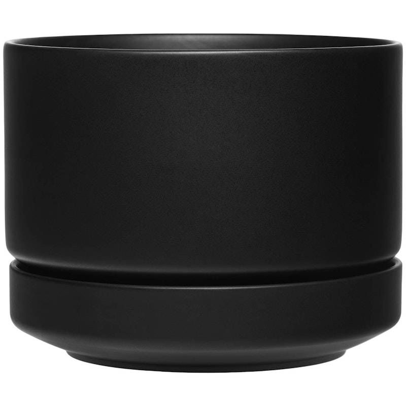 Krukke Med Tallerken H15 cm, Matt Sort