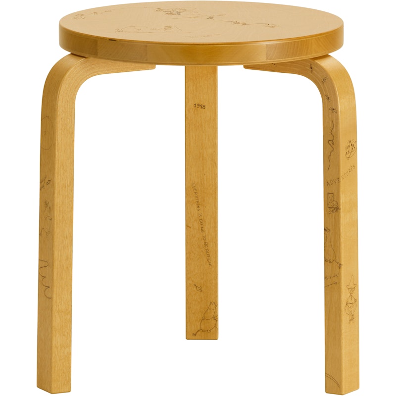 Stool 60 Celebration Artek + Moomin, Honningbeiset Bjørk