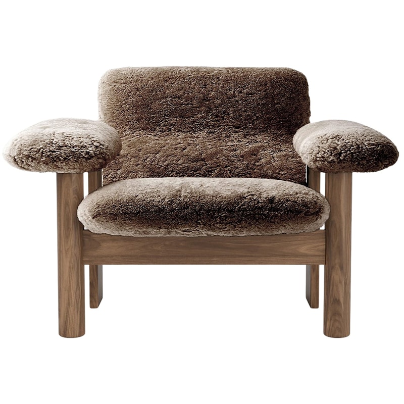 Brasilia Lenestol Lav Rygg, Walnut / Sheepskin Sahara