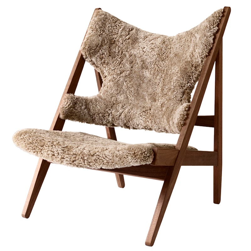 Knitting Loungestol, Valnøtt / Saueskinn Sahara