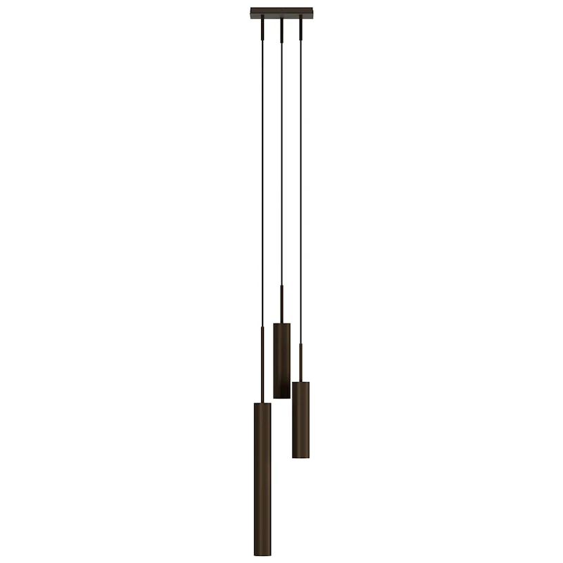 Tubulaire Lysekrone Bronzed, 3 Pendeler