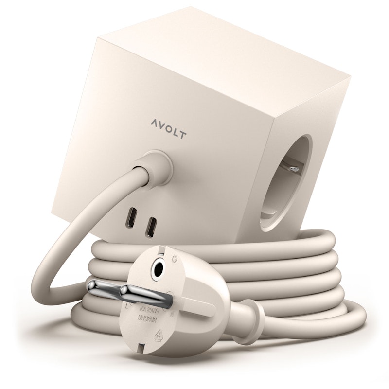 Square 1 Skjøteledning med USB-C / Magnet 1,8 m, Beige