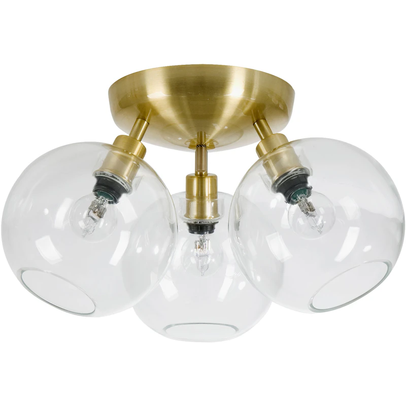 Gloria Flush Ceiling Light 330 mm, Brass / Clear