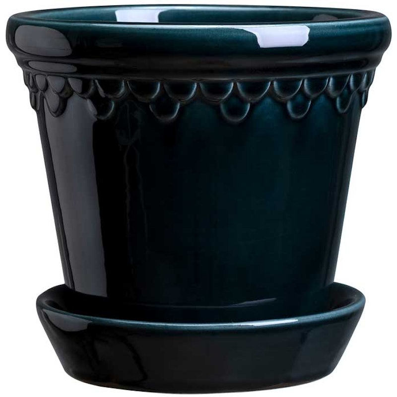 Copenhagen Krukke Med Tallerken 25 cm, Petroleum Blue