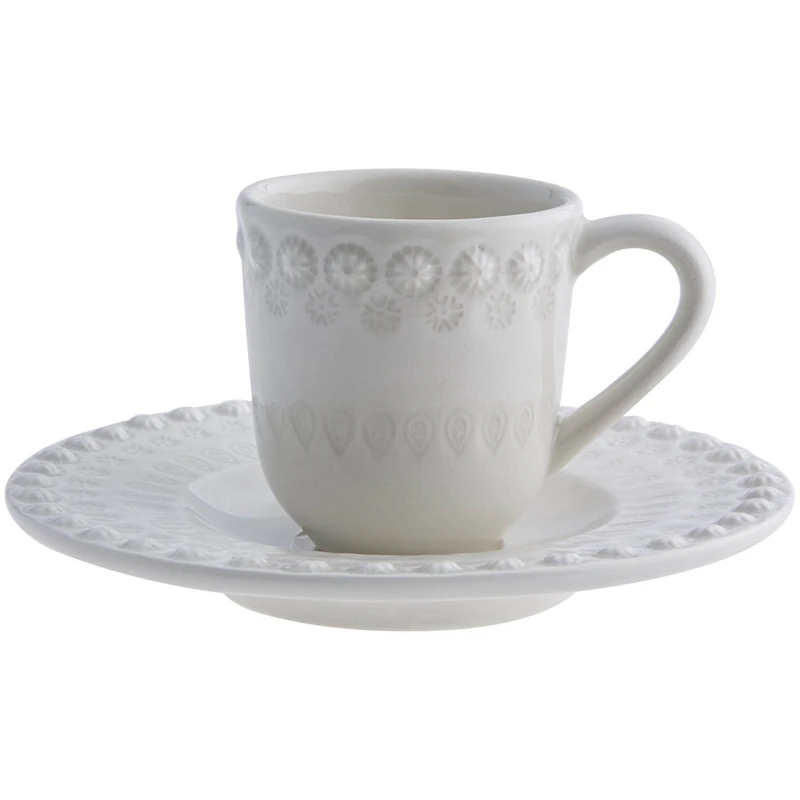 Fantasy Kaffekopp Med Tallerken, Cinza