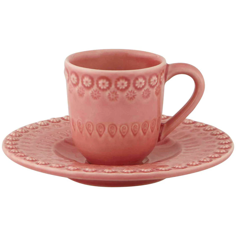 Fantasy Kaffekopp Med Tallerken, Rosa