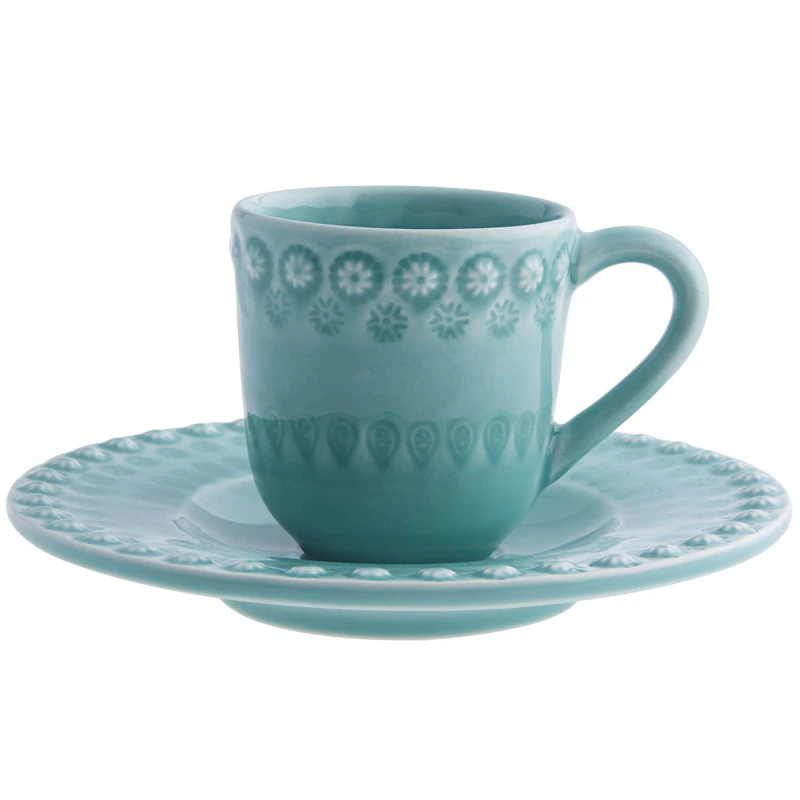 Fantasy Kaffekopp Med Tallerken, Turkis