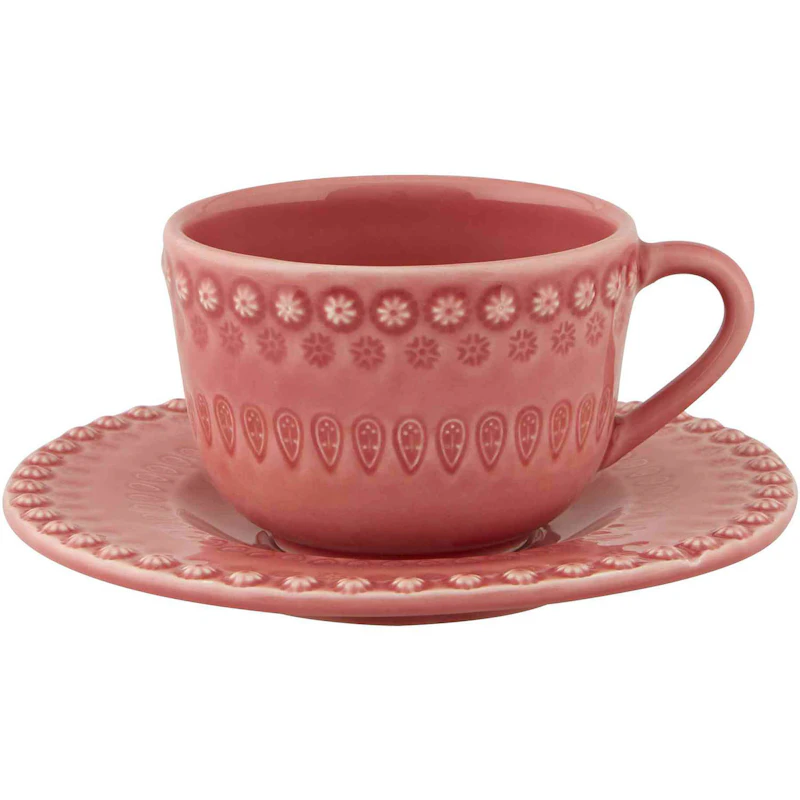Fantasy Tekopp Med Tallerken, Rosa