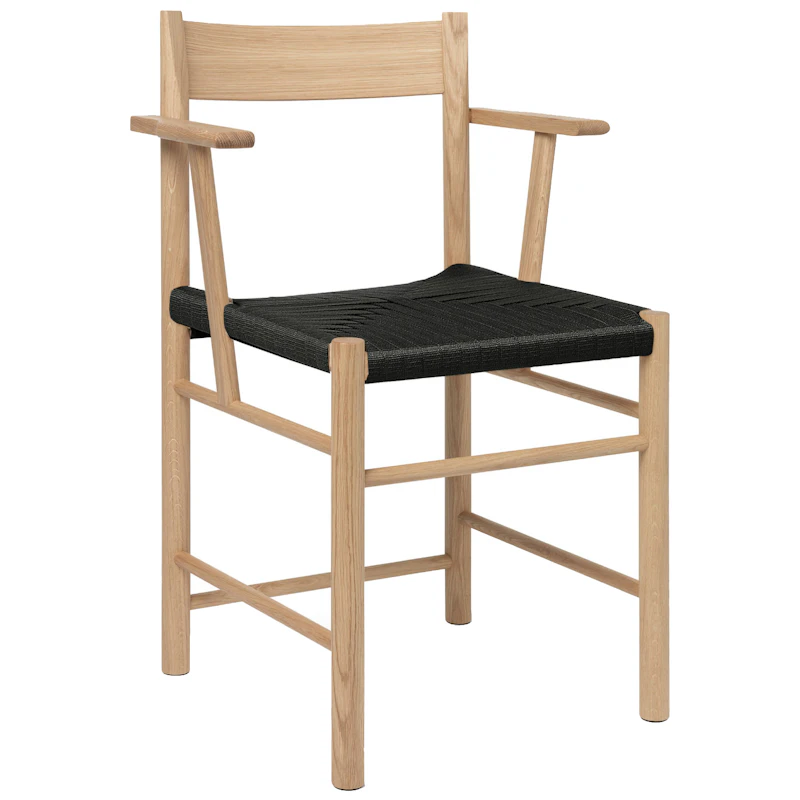 F Lenestol, Oljet Eik / Sort Vevet Bånd