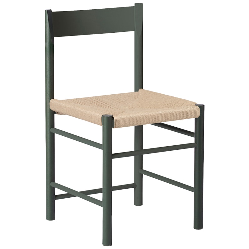 F Chair, Green Lacquered Ash / Neutral Paper Cord