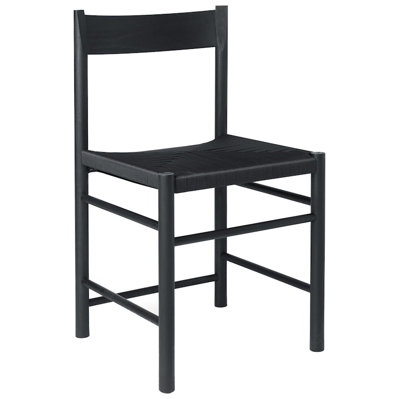 F Chair, Black Lacquered Ash / Black Webbing