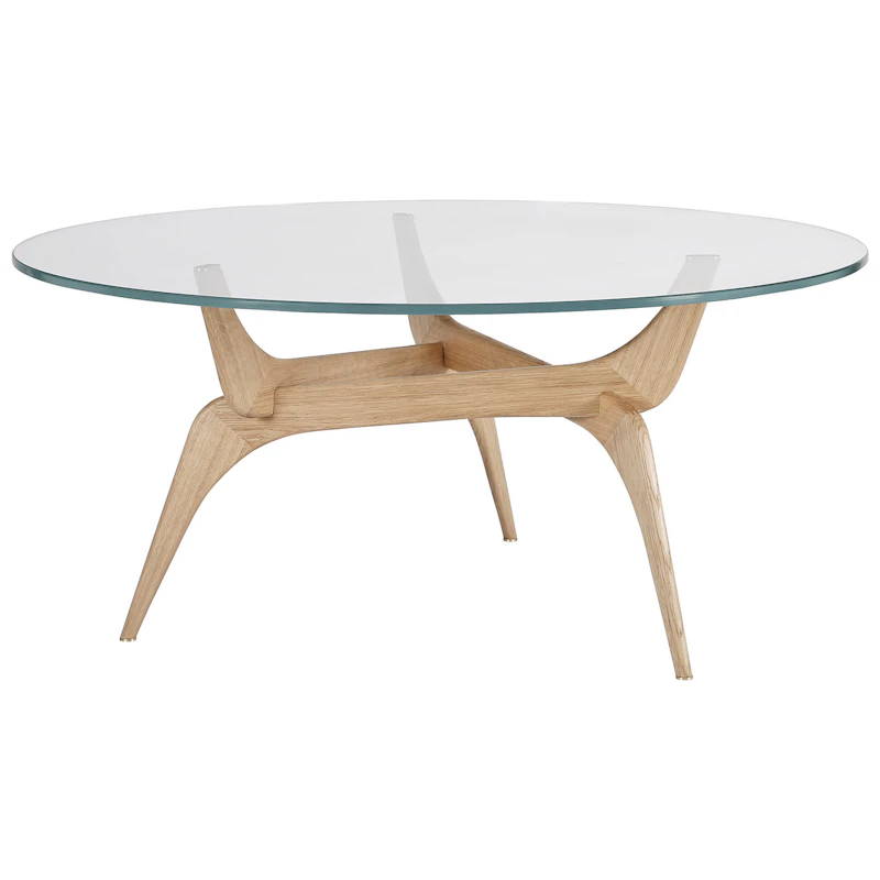 Triiio Salongbord Ø90 cm, Oljet Eik / Klart Glass