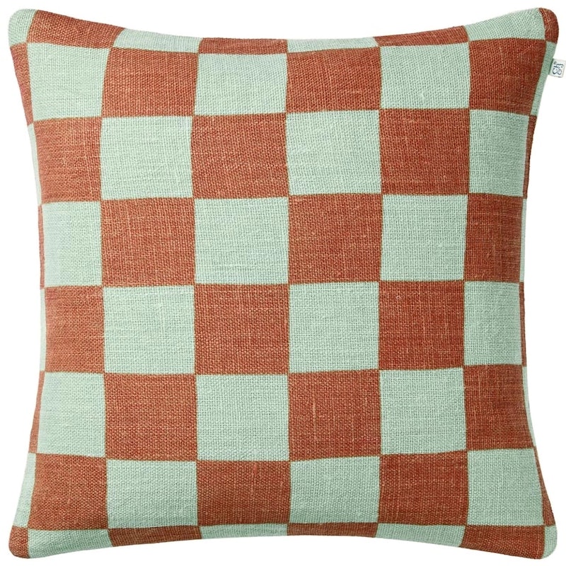 Buffalo Check Putetrekk 50x50 cm, Aqua / Apricot Orange