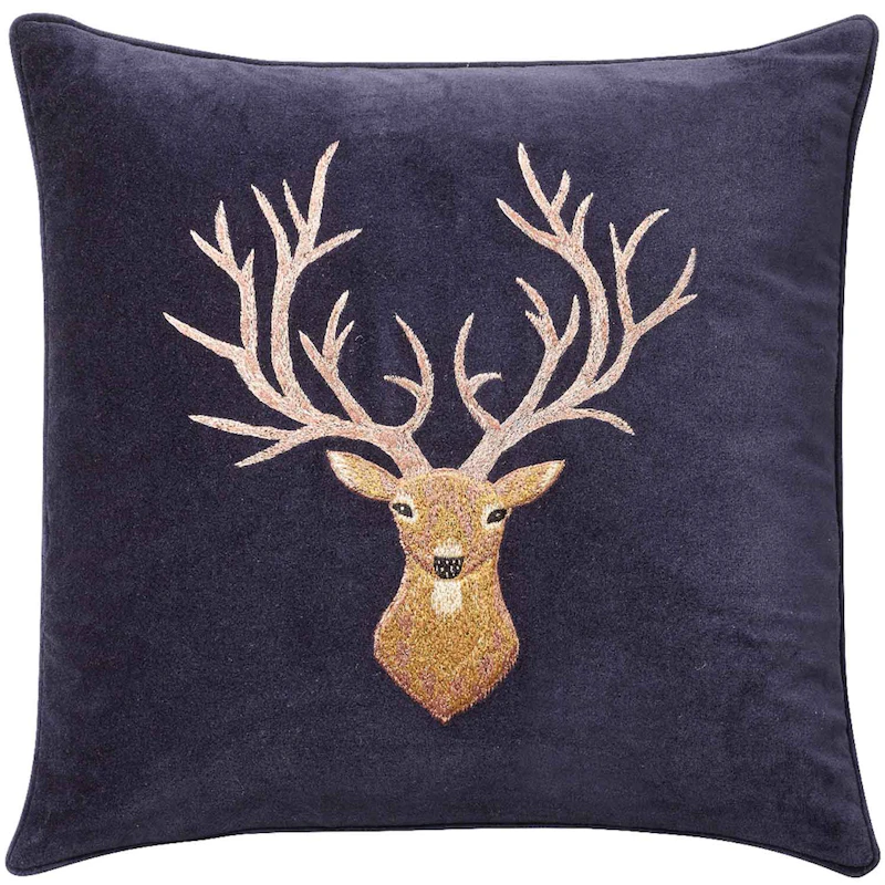 Reindeer Putetrekk 50x50 cm, Marineblå