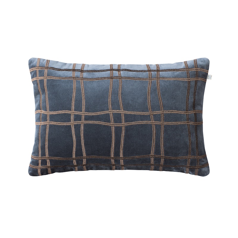 Tattersall Putetrekk 40x60 cm, Sea Blue / Cognacfarget