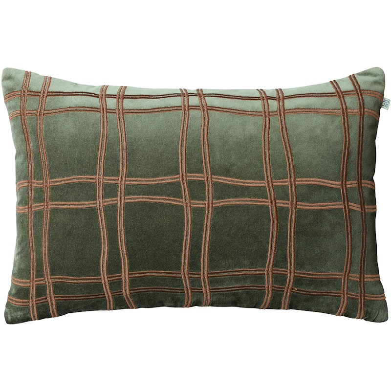 Tattersall Putetrekk 40x60 cm, Forest Green / Cognacfarget