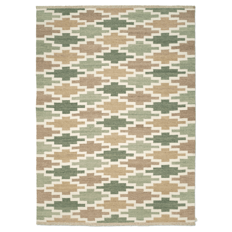 Korsnäs Ullteppe 170x230 cm, Grønn / Beige