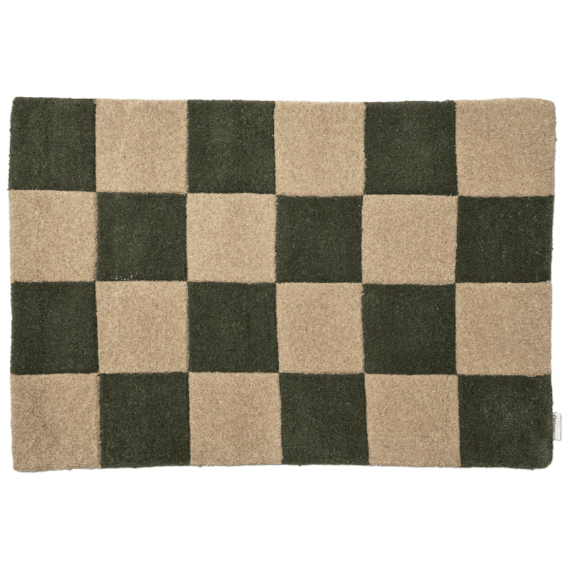 Square Dørmatte 60x90 cm, Naturlig / Skogsgrønn