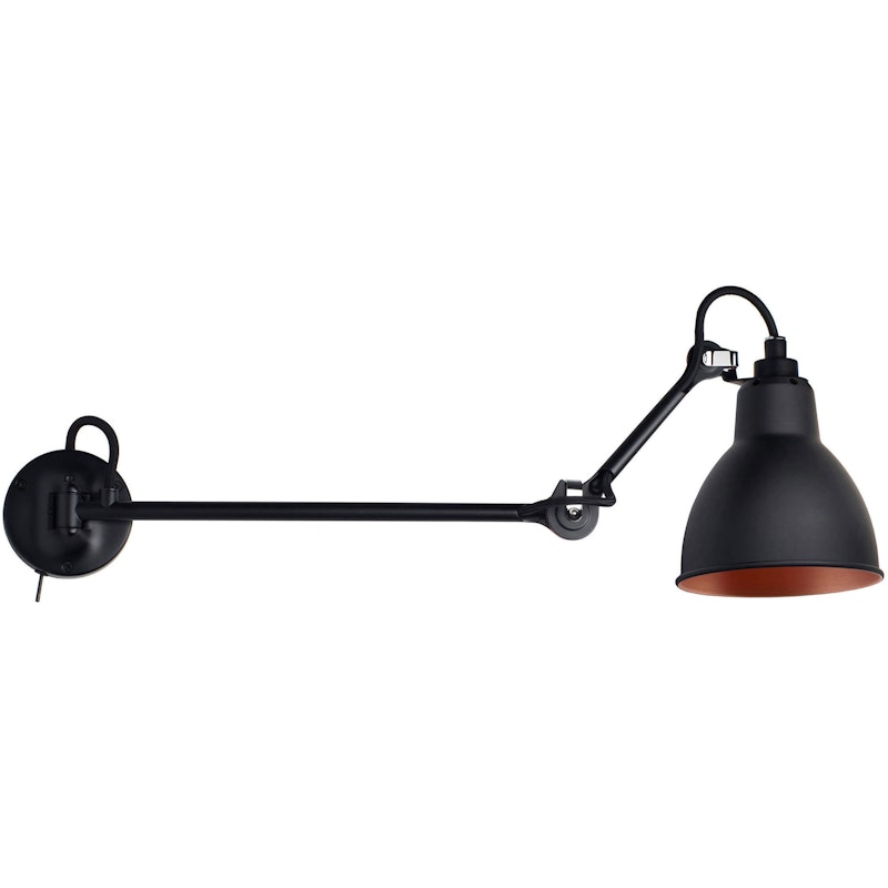 Lampe Gras N°204 L40 SW Vegglampe, Sort / Kobber