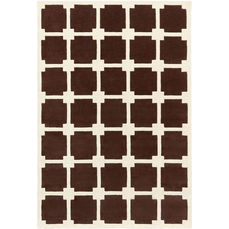 Block Wool Rug 250x350 cm, Brown