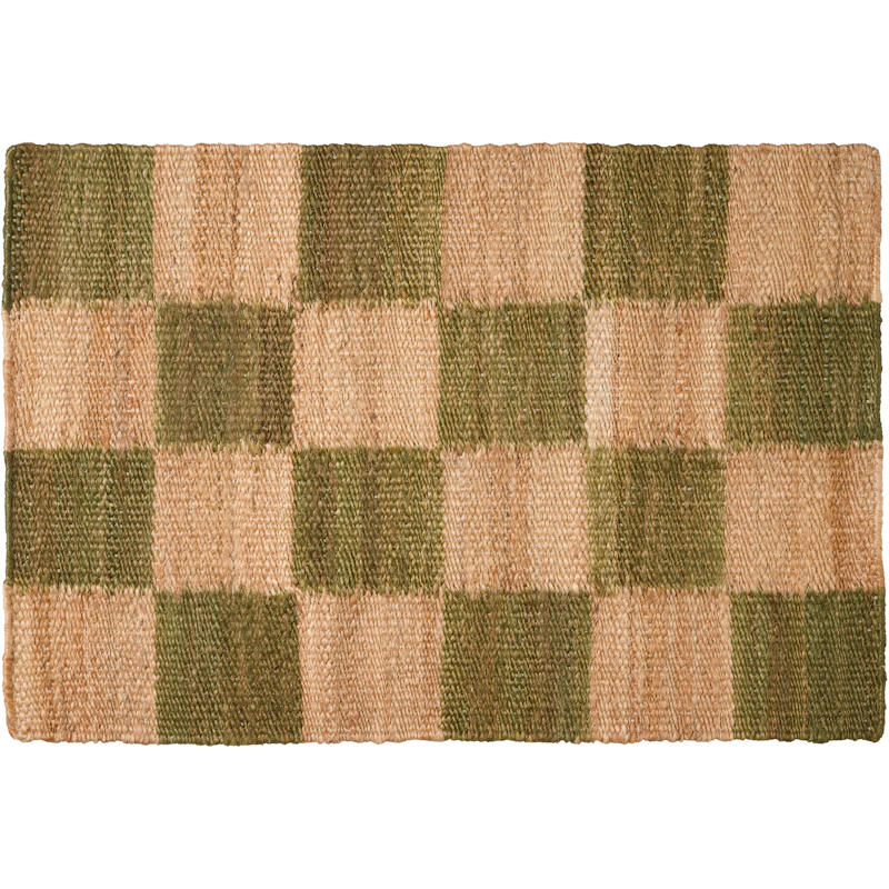 Chess Dørmatte Jute 60x90 cm, Natur / Grønn