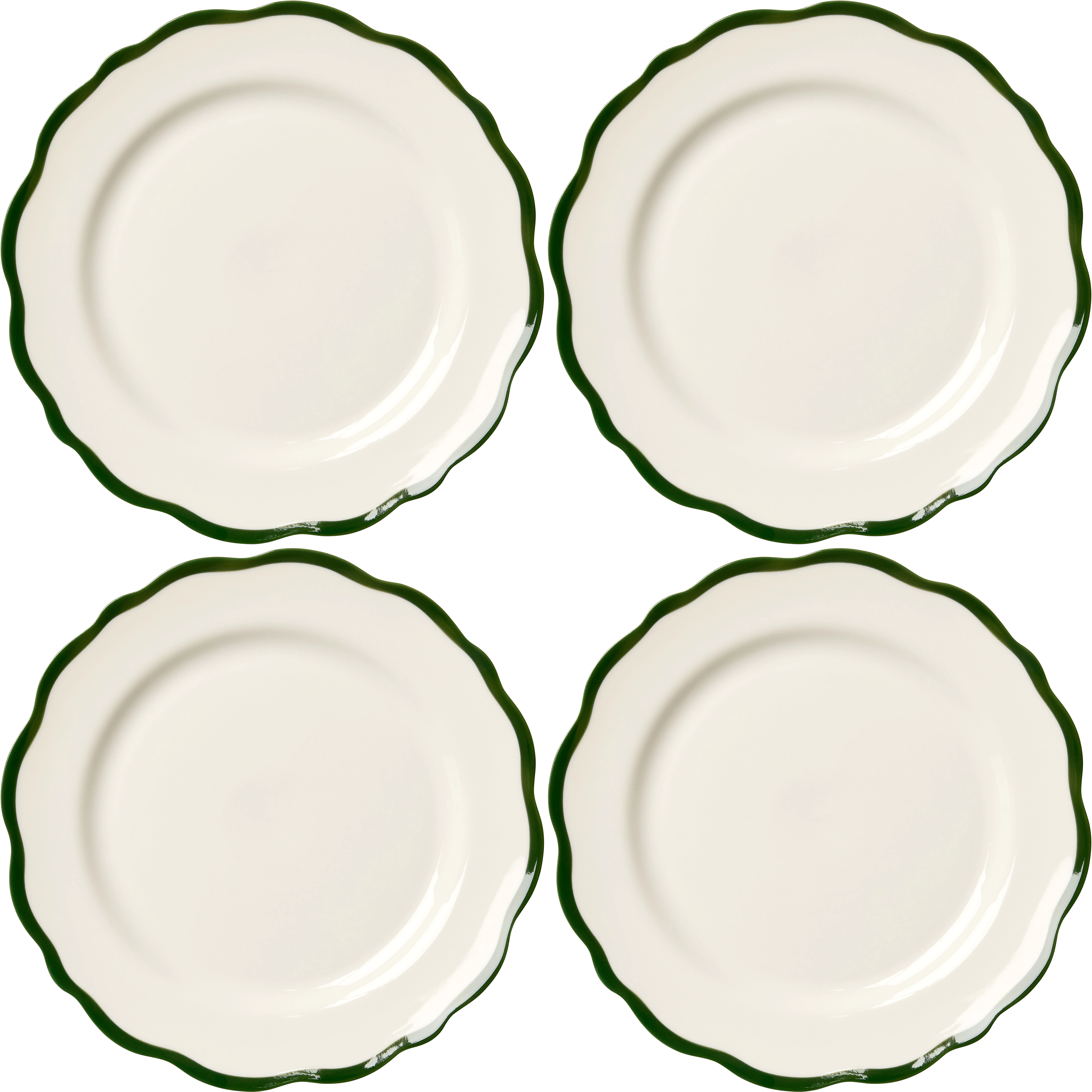 Fleur Sidetallerken 21 cm 4-pk, M&oslash;rkegr&oslash;nn