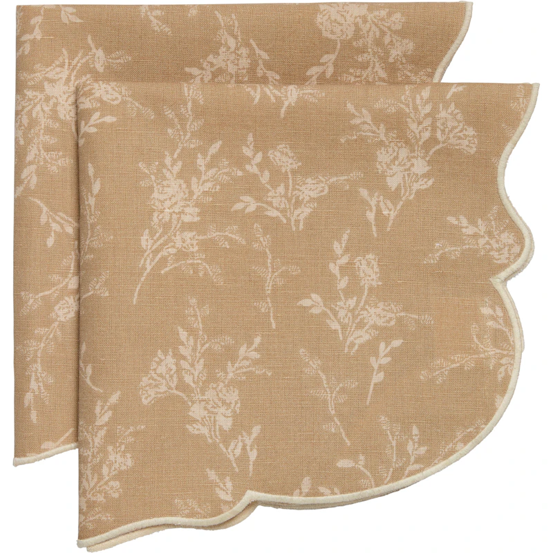 Gia Serviett Blomst 45x45 cm 2-pk, Beige
