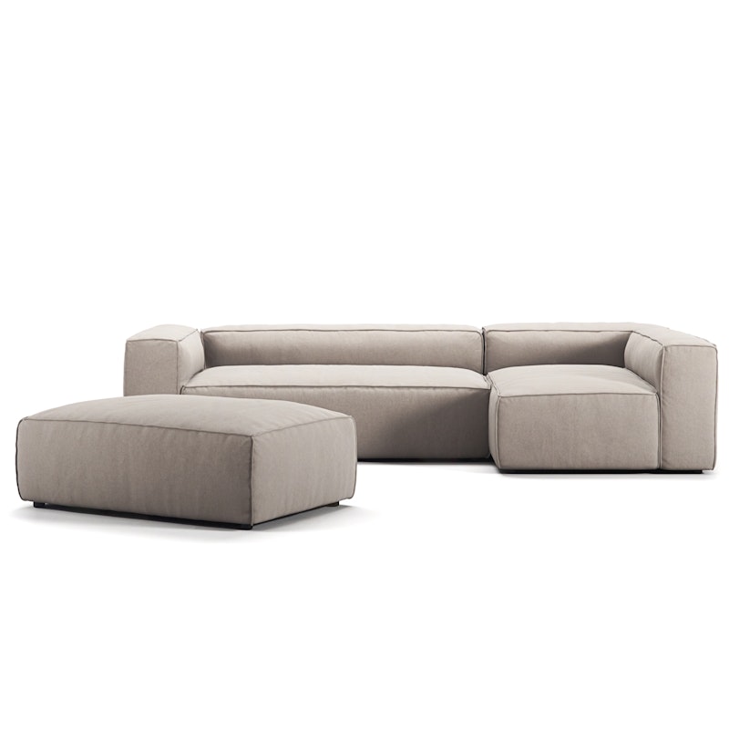 Grand 4-Seter Sofa Divan Høyre åpent endestykke med Fotskammel, Sandshell Beige