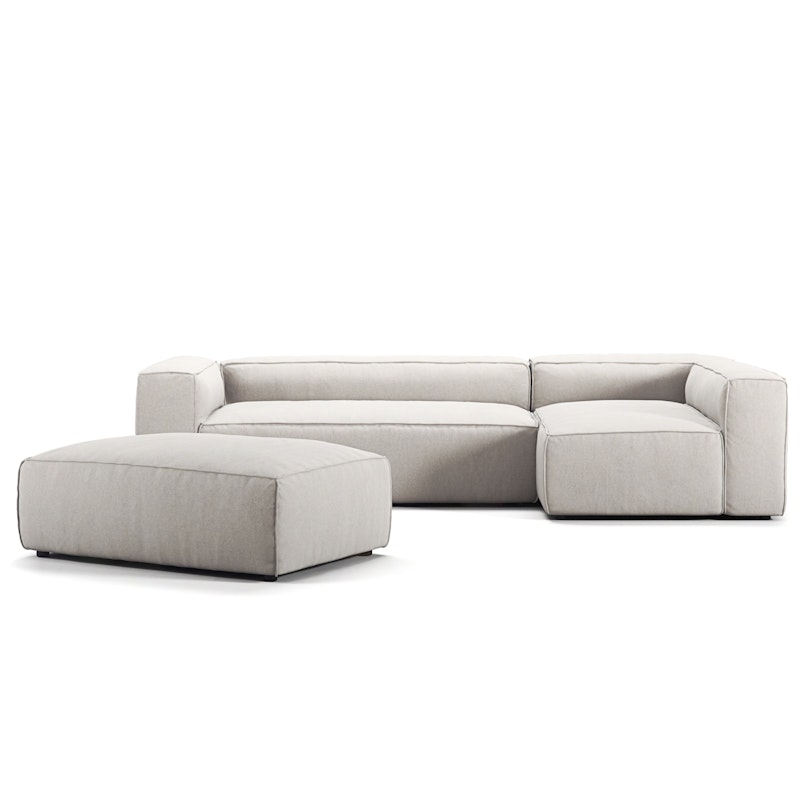 Grand 4-Seter Sofa Divan Høyre åpent endestykke med Fotskammel, Moon White