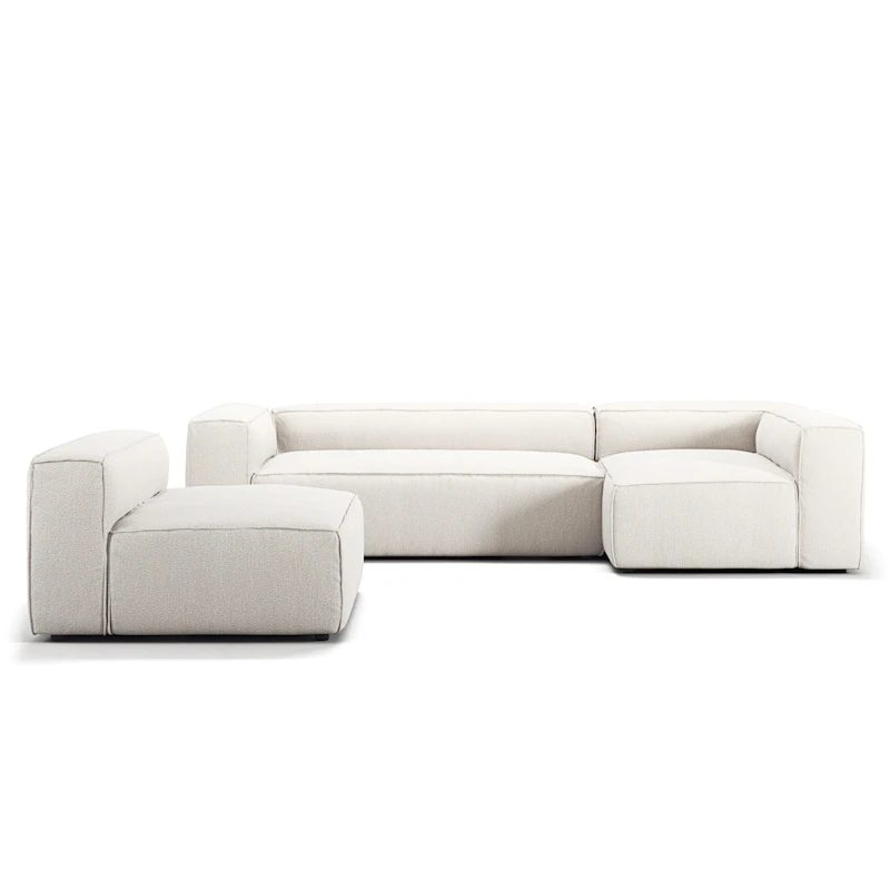 Grand 4-Seter Sofa Divan Høyre med Lenestol, Steam White