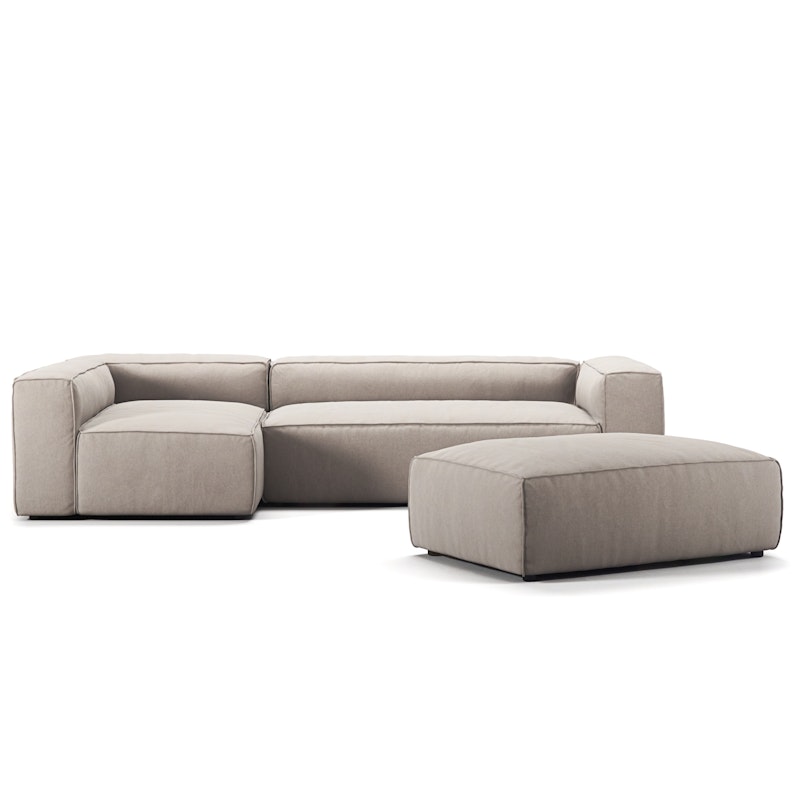 Grand 4-Seter Sofa Divan Venstre åpent endestykke med Fotskammel, Sandshell Beige