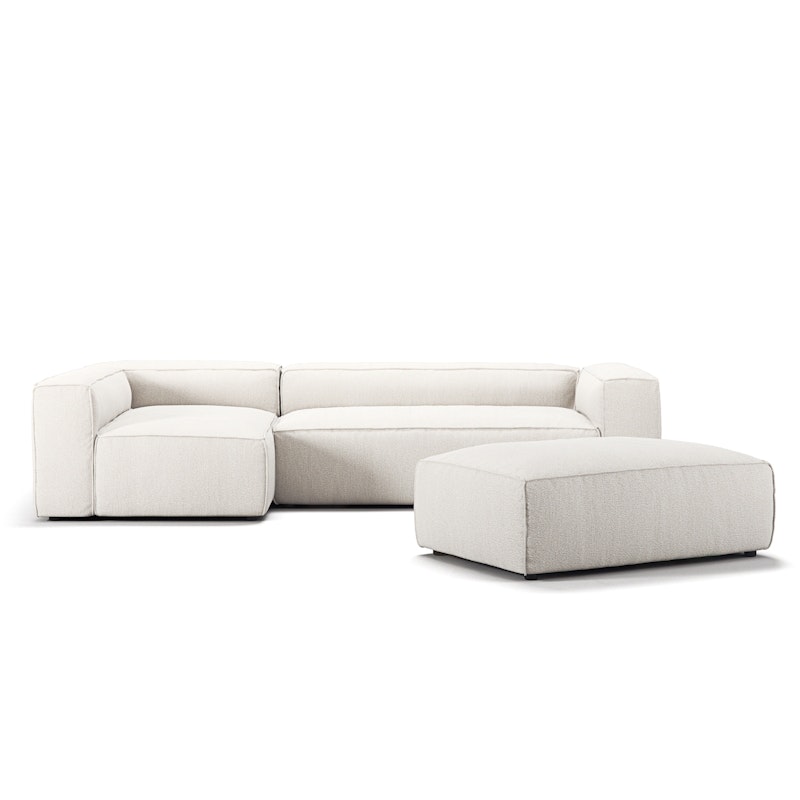 Grand 4-Seter Sofa Divan Venstre åpent endestykke med Fotskammel, Steam White