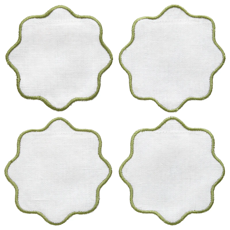 La Tavola Glassunderlegg 10x10 cm, Hvit / Grønn