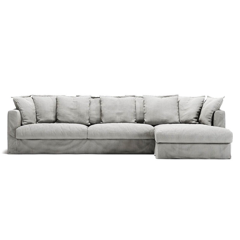 Le Grand Air 3-Seter Sofa Lin Divan Høyre, Ash Stripe
