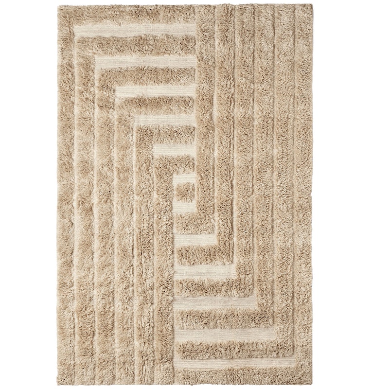 Shaggy Labyrinth Ullteppe 300x200 cm, Beige