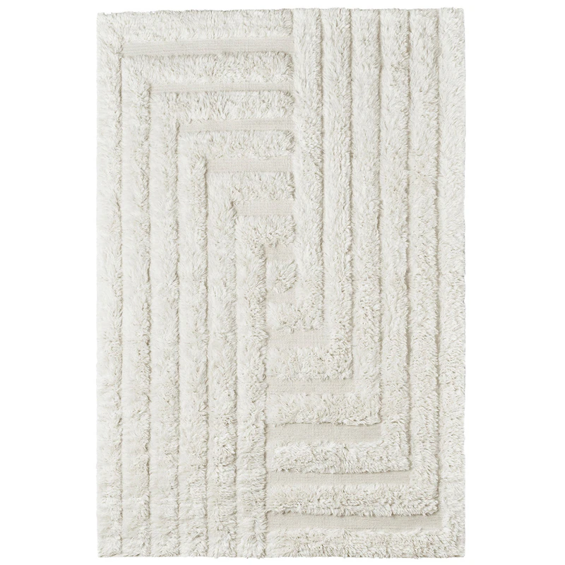 Shaggy Labyrinth Ullteppe 250x350 cm, Hvit