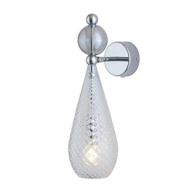 Smykke Vegglampe, Crystal Check / Smokey Grey Ball / Shiny Silver