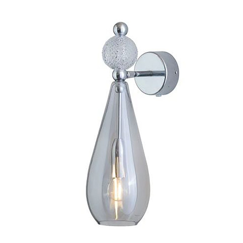 Smykke Vegglampe, Smokey Grey / Crystal Check Ball / Shiny Silver