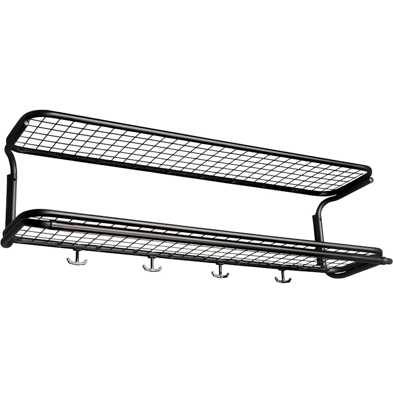 Classic 650 Hattehylle Dobbel Sort 120 cm, 5 Kroker