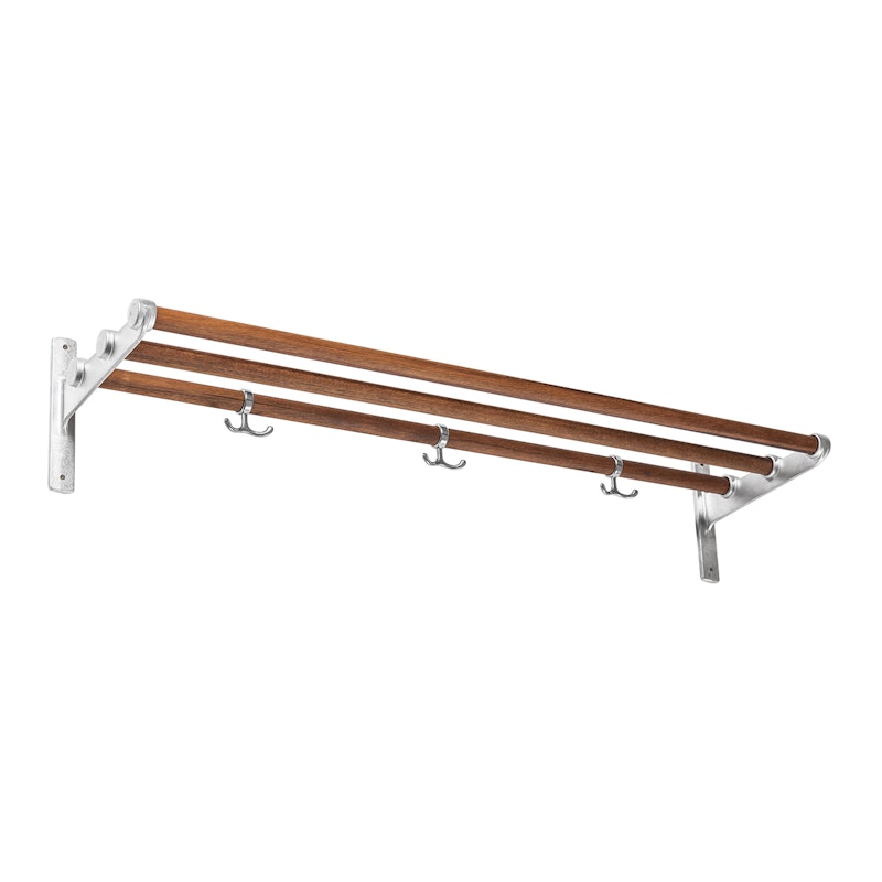 Nostalgi Hat Rack/Shoe Rack, Aluminium Fittings Hattehylle Laget av valnøttstre, Laget av resirkulert aluminium Valnøtt Aluminium