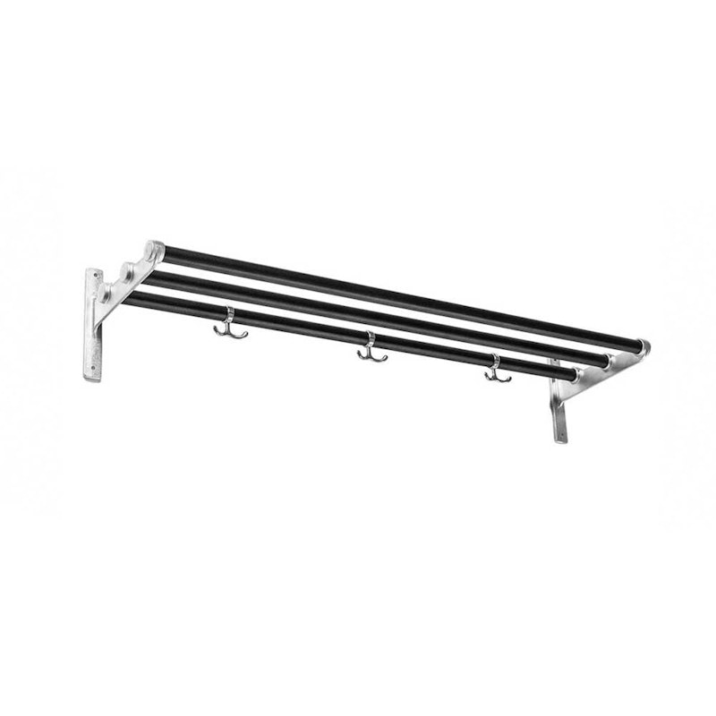 Nostalgi Hat Rack/Shoe Rack, Aluminium Fittings Hattehylle Laget av tre, Laget av resirkulert aluminium Svart Aluminium