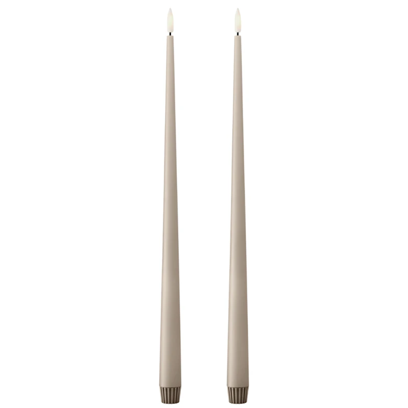 Led-Stearinlys 2-pk 40 cm, Linen Grey