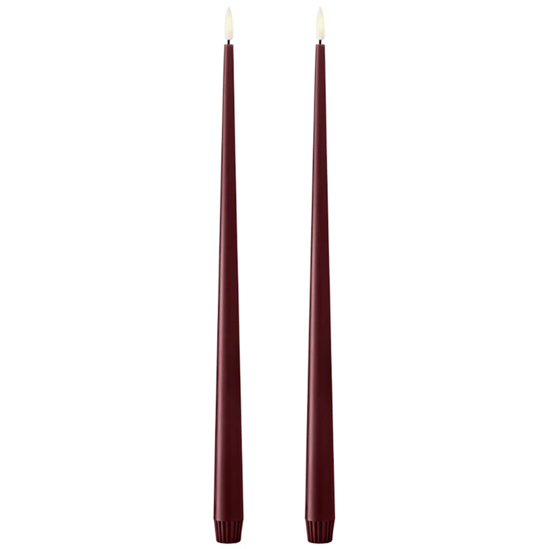 Led-Stearinlys 2-pk 40 cm, Deep Wine