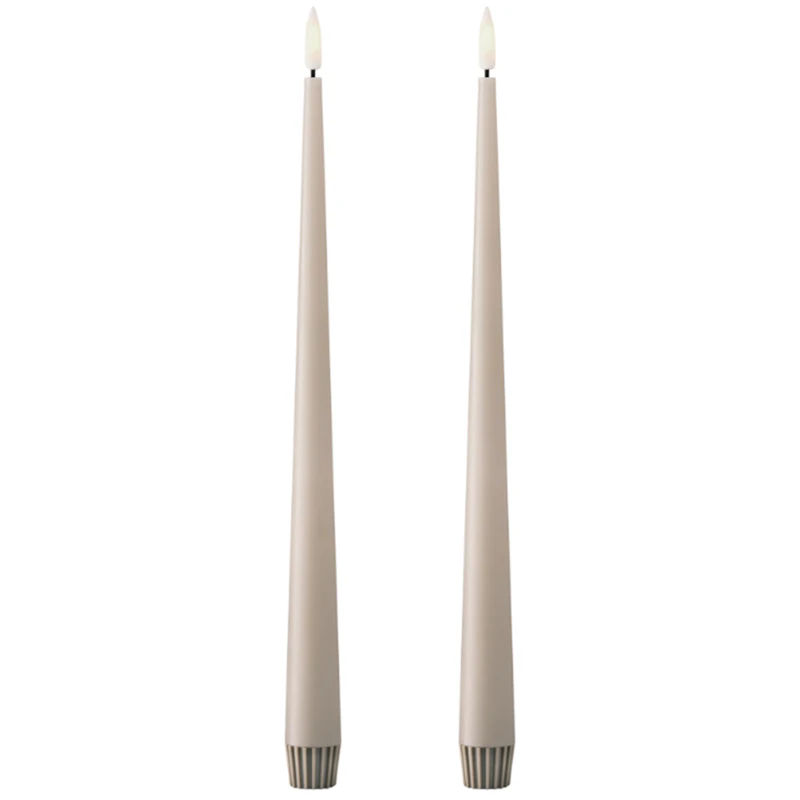 Led-Stearinlys 2-pk 30 cm, Linen Grey