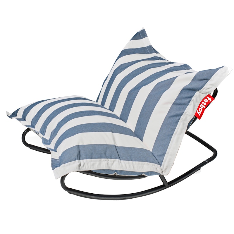 Rock'N Roll Gyngestol med Sittesekk, Stripe Ocean Blue