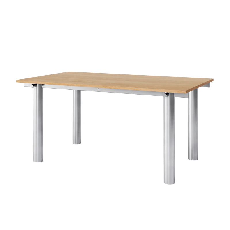 Atura Spisebord 160x90 cm, Rustfritt Stål / Natural Oak