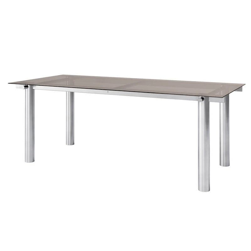 Atura Spisebord 200x90 cm, Rustfritt Stål / Tinded Glass