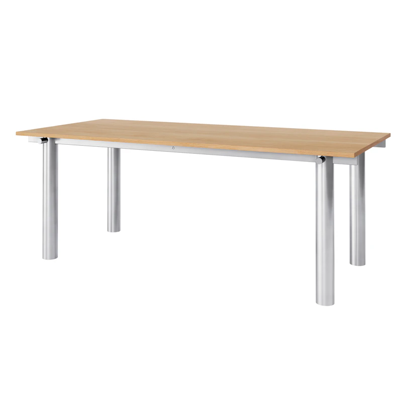 Atura Spisebord 200x90 cm, Rustfritt Stål / Natural Oak