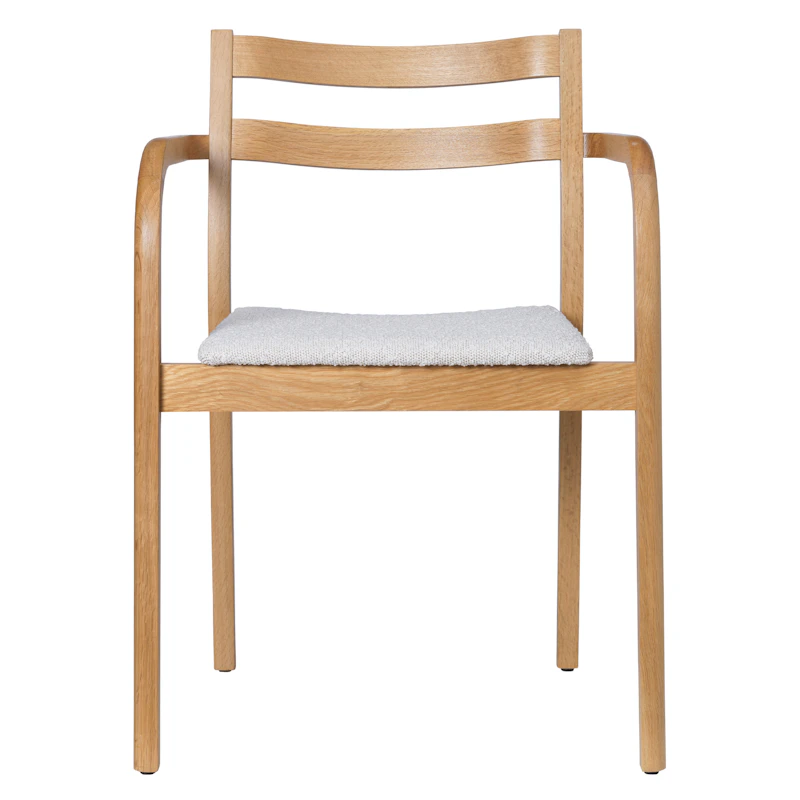 Boda Lenestol med armlener i grov bouclé, Off-white / Eik